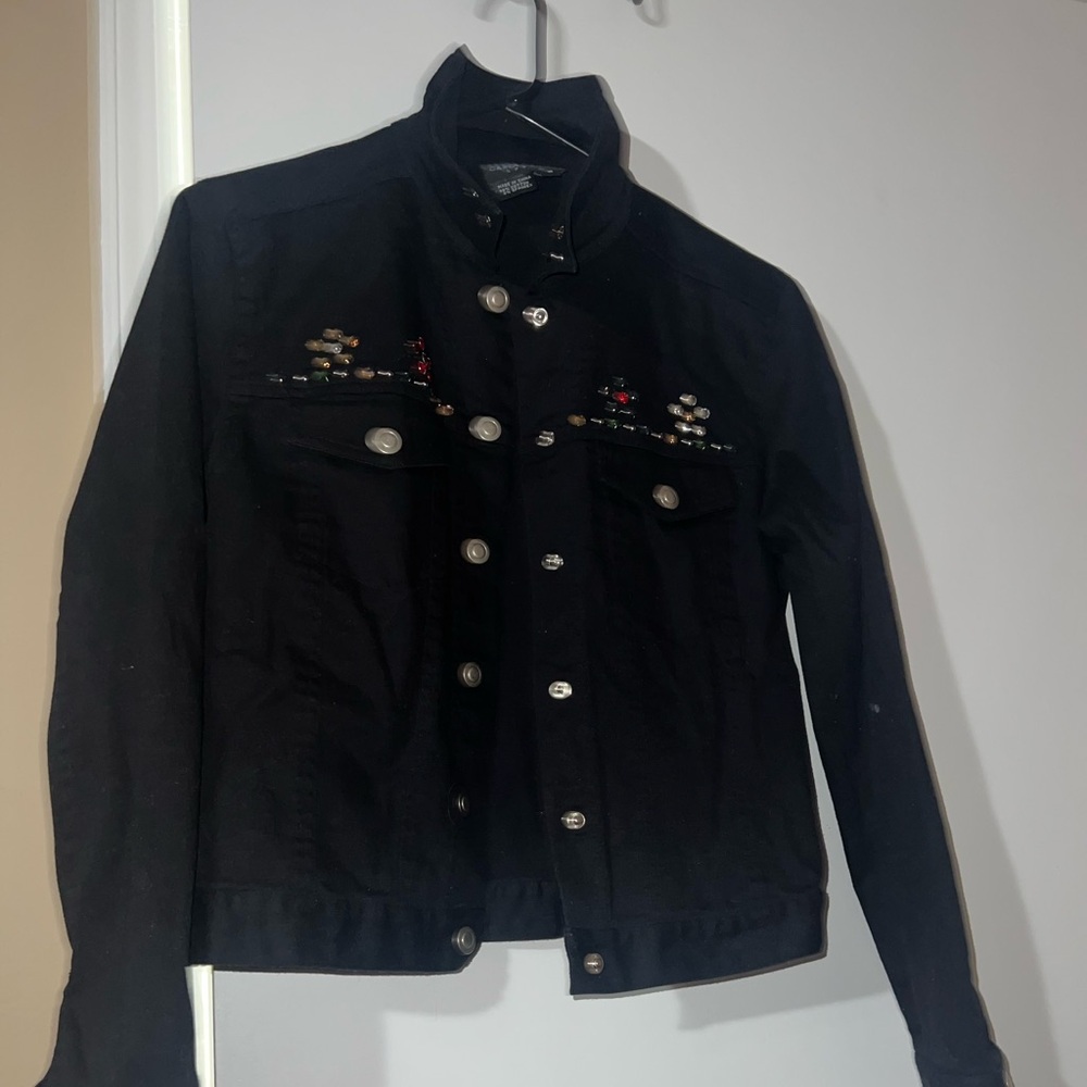 Carole Little blk sport Jacket Colorful Embroidery wt color sequins